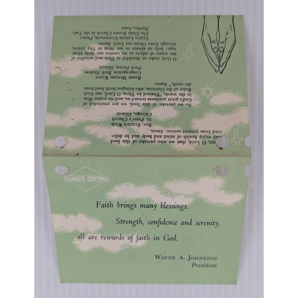 Illinois Central Railroad Vintage Prayer Card